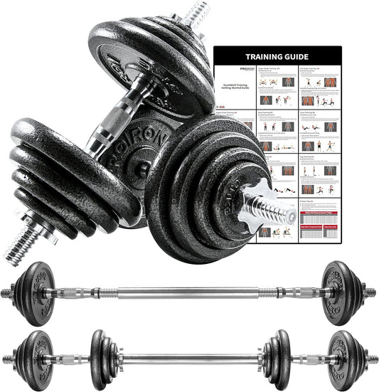 44Lbs Cast Iron Adjustable Dumbbell Set Hand Weight with Solid Dumbbell Handles Changed into Barbell Handily Great for Bodybuilding Fitness Weight Lifting Training Home Gym