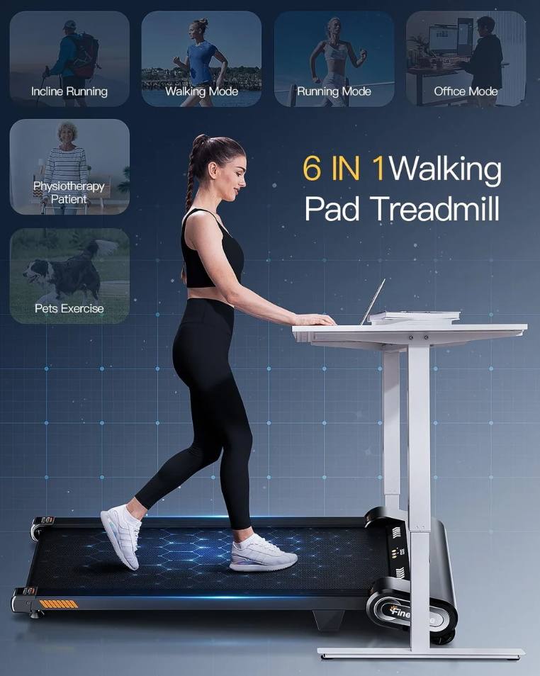 Professional Under Desk Treadmill with Auto Incline, 6-in-1 Functionality, 2.5HP Motor, 330LBS Capacity, LED Display, and Remote Control