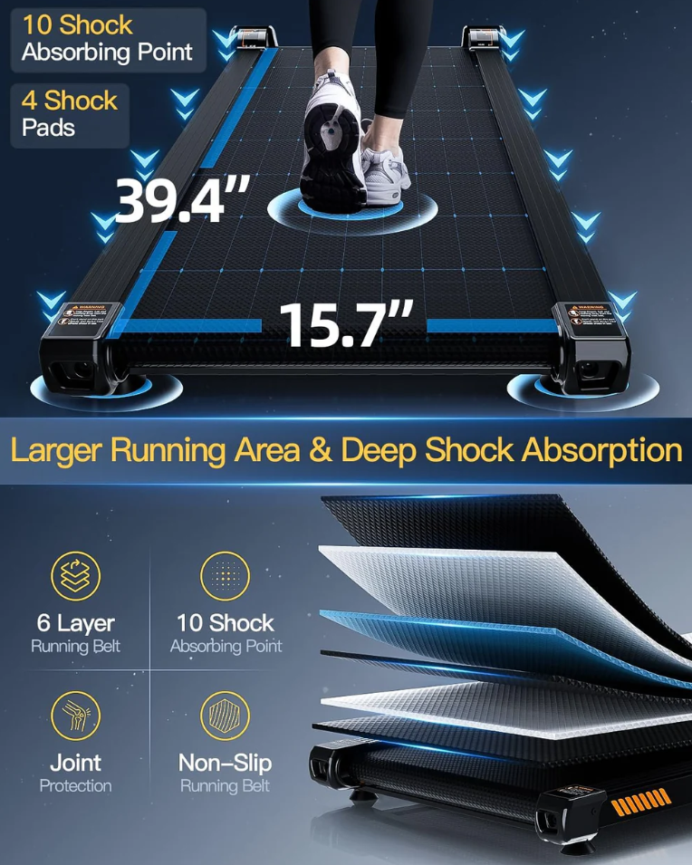 Professional Under Desk Treadmill with Auto Incline, 6-in-1 Functionality, 2.5HP Motor, 330LBS Capacity, LED Display, and Remote Control