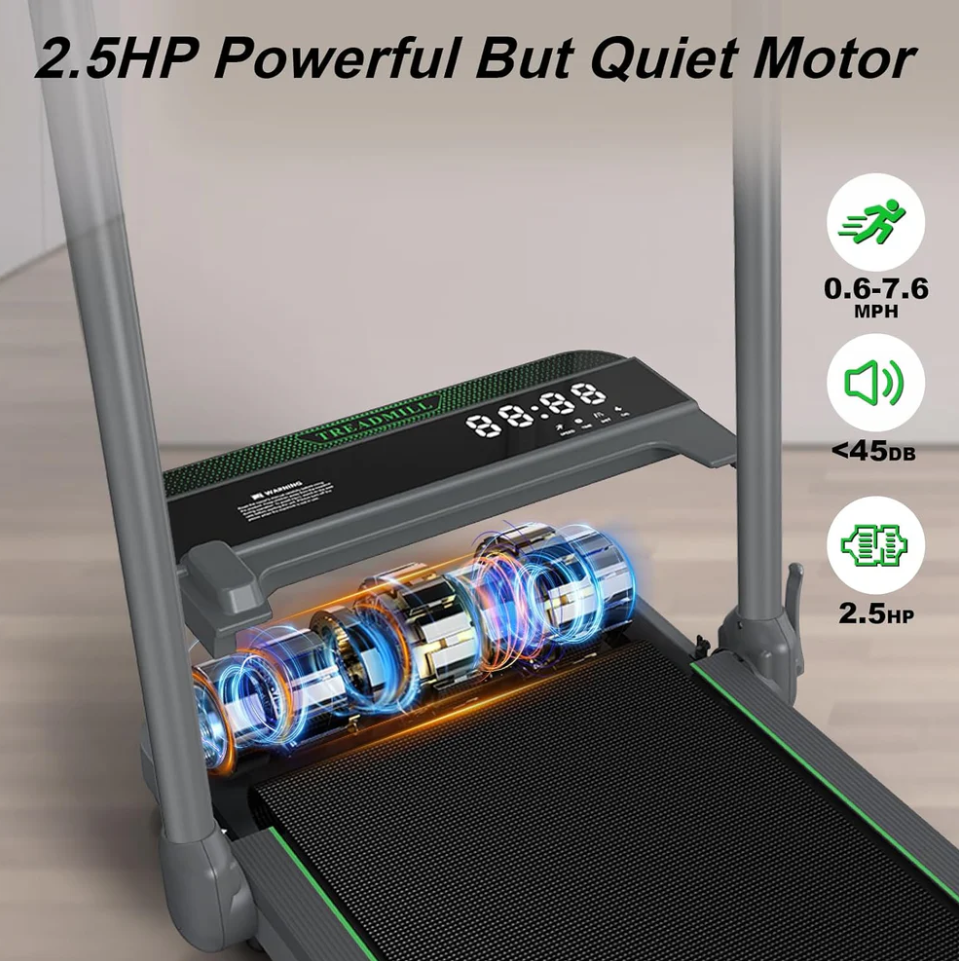 2-in-1 Folding Under Desk Treadmill for Home and Office with Remote Control, App Integration, and LED display