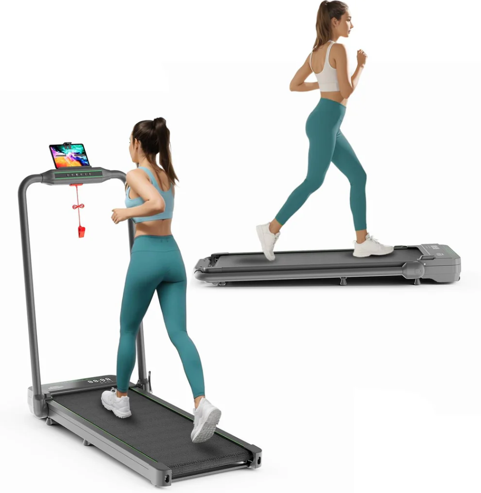 2-in-1 Folding Under Desk Treadmill for Home and Office with Remote Control, App Integration, and LED display