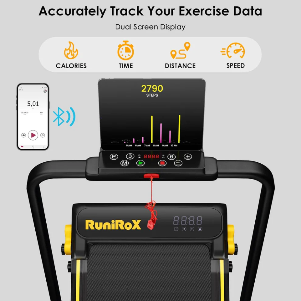 Walking Pad Treadmill with Incline and Lights, under Desk Treadmill with Incline for Home Office, 3 in 1 Portable Treadmill with LED Display and APP