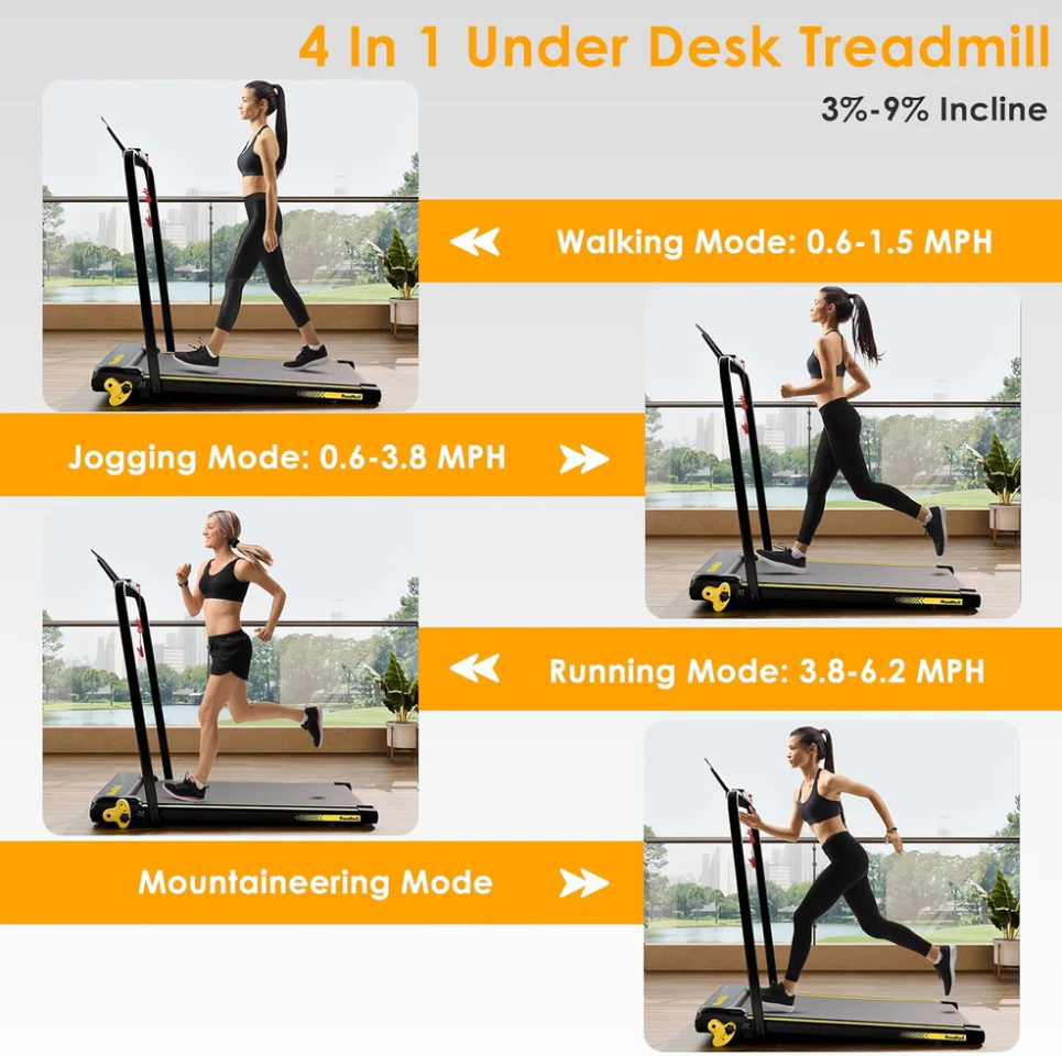 Walking Pad Treadmill with Incline and Lights, under Desk Treadmill with Incline for Home Office, 3 in 1 Portable Treadmill with LED Display and APP