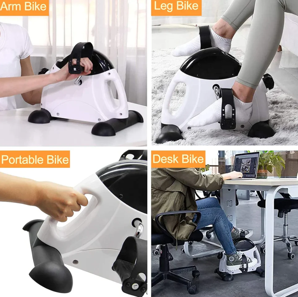 Under Desk Mini Bike Pedal Exerciser with LCD Display for Leg and Arm Workouts