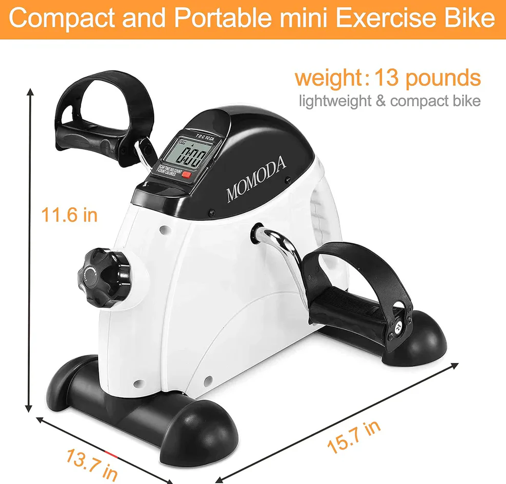 Under Desk Mini Bike Pedal Exerciser with LCD Display for Leg and Arm Workouts