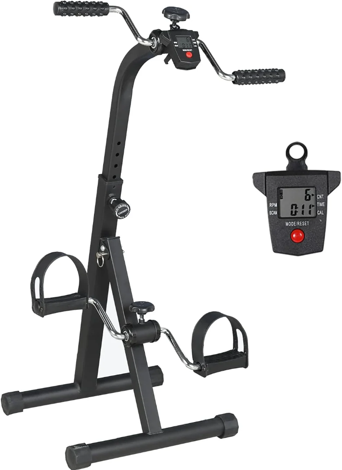 Adjustable seatless Exercise Bike with Nonslip Base and Built-In Electronic Display