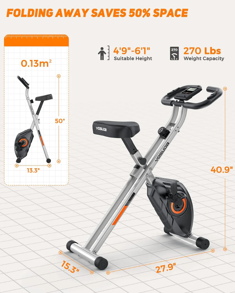 Folding Stationary Exercise Bike for Home Gyms and easy storage