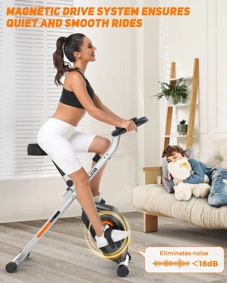 Folding Stationary Exercise Bike for Home Gyms and easy storage