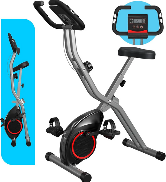 Foldable 5-in-1 Stationary Exercise Bike, Featuring 16-Level Magnetic Resistance, 6.6 LBS Flywheel, and 300 LBS Weight Capacity - 2024 Model