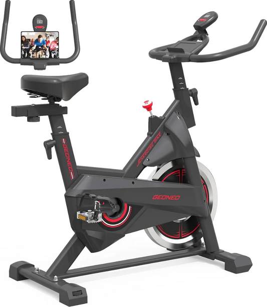 Home Stationary Exercise Bike for Indoor Cycling with an LCD Monitor, Silent Belt Drive, 35 LBS Flywheel, and Screen Holder