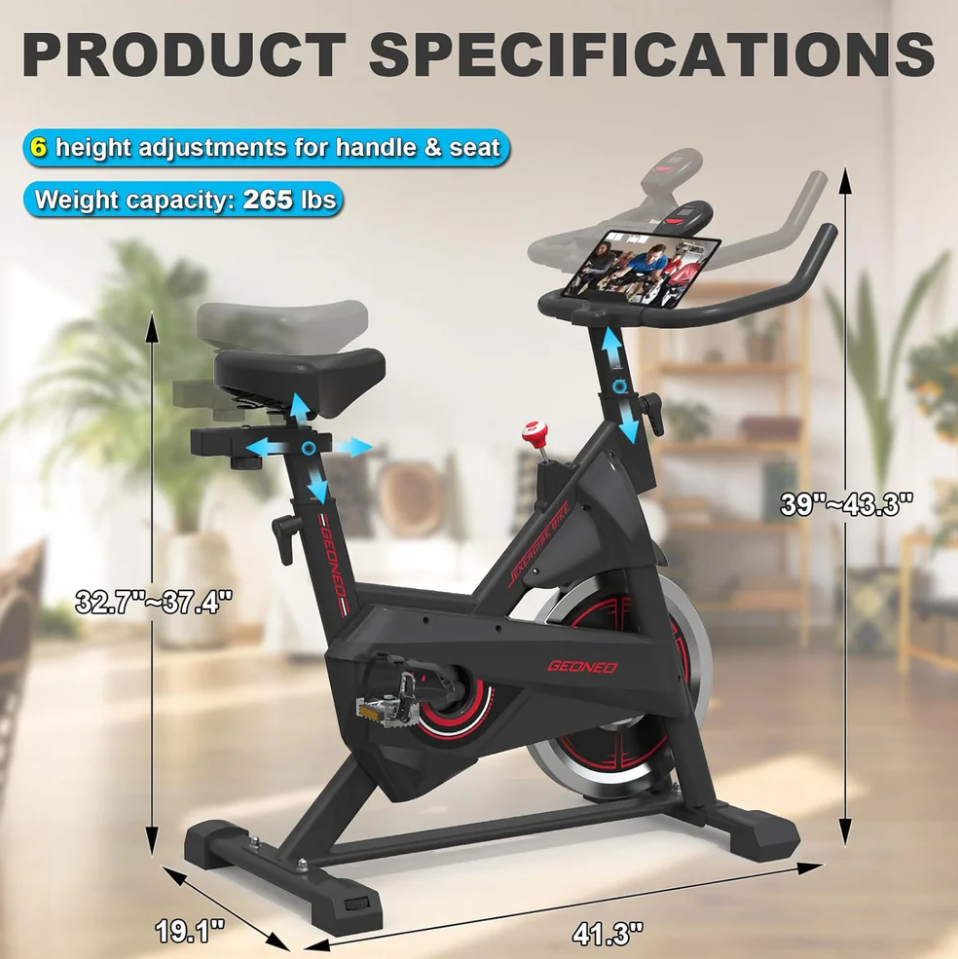 Home Stationary Exercise Bike for Indoor Cycling with an LCD Monitor, Silent Belt Drive, 35 LBS Flywheel, and Screen Holder