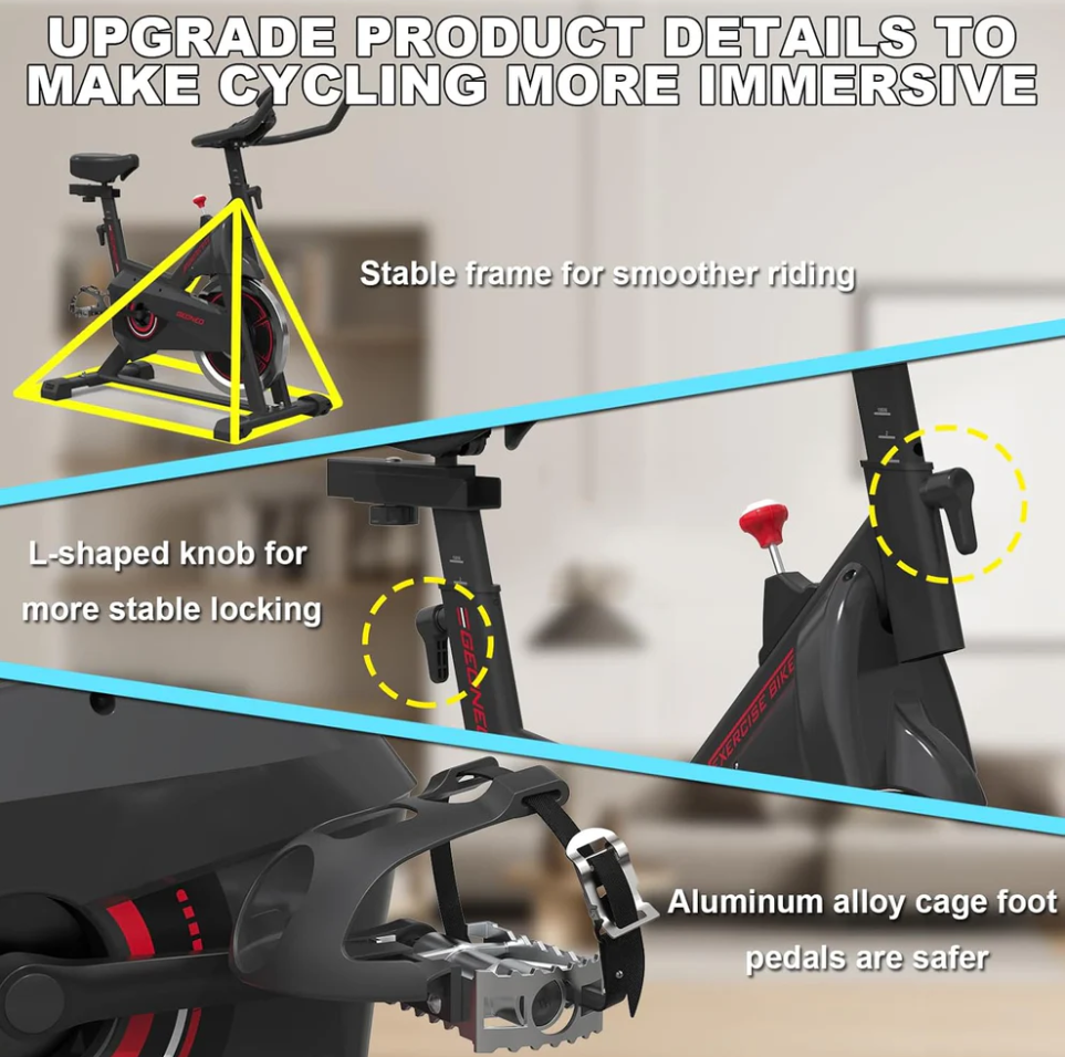 Home Stationary Exercise Bike for Indoor Cycling with an LCD Monitor, Silent Belt Drive, 35 LBS Flywheel, and Screen Holder