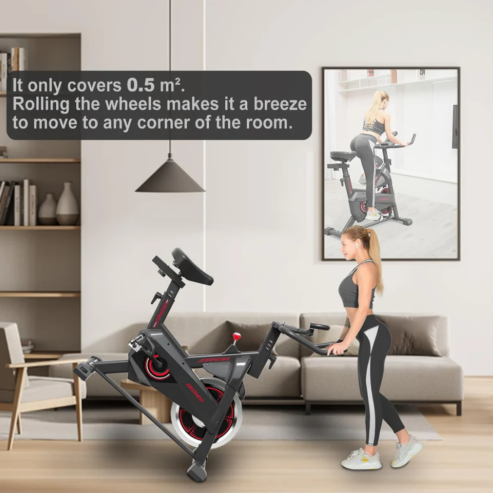 Home Stationary Exercise Bike for Indoor Cycling with an LCD Monitor, Silent Belt Drive, 35 LBS Flywheel, and Screen Holder