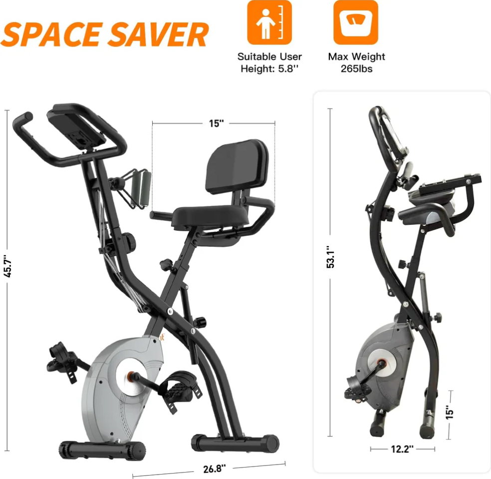 Foldable Magnetic 3-in-1 Exercise Bike for Home Fitness - Upright and Recumbent Indoor Stationary Bike