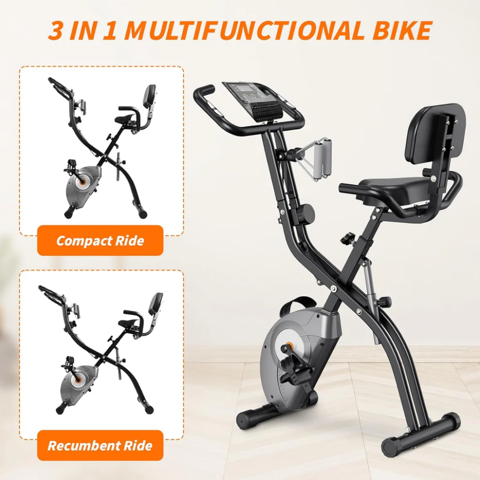 Foldable Magnetic 3-in-1 Exercise Bike for Home Fitness - Upright and Recumbent Indoor Stationary Bike