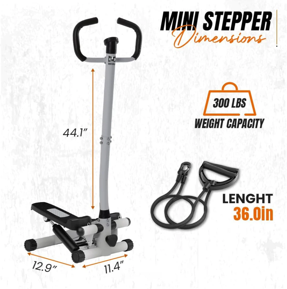 Home Exercise Steppers with Handlebar - Double Hydraulic Cylinder, 3D Non-Slip Design - Silent Shock Pad Twist Stair Stepper, 330 lbs Weight Capacity