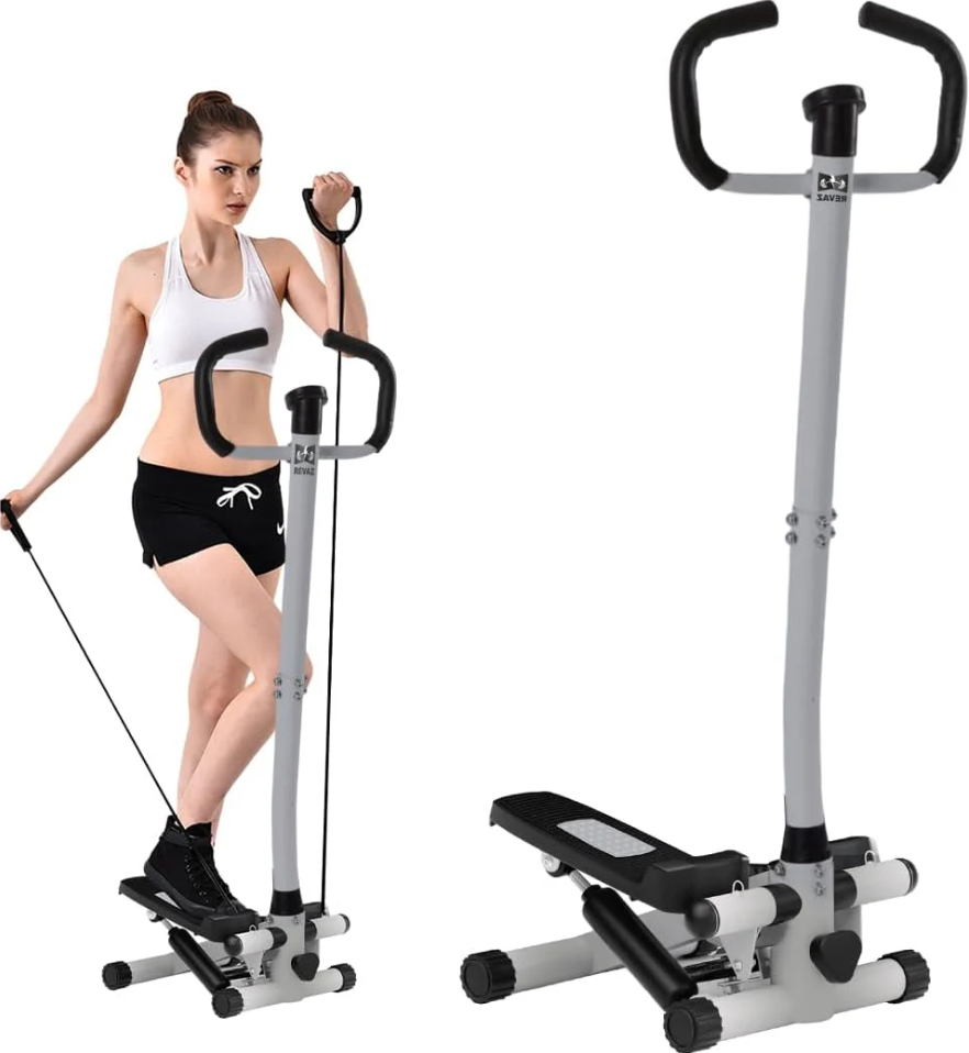 Home Exercise Steppers with Handlebar - Double Hydraulic Cylinder, 3D Non-Slip Design - Silent Shock Pad Twist Stair Stepper, 330 lbs Weight Capacity