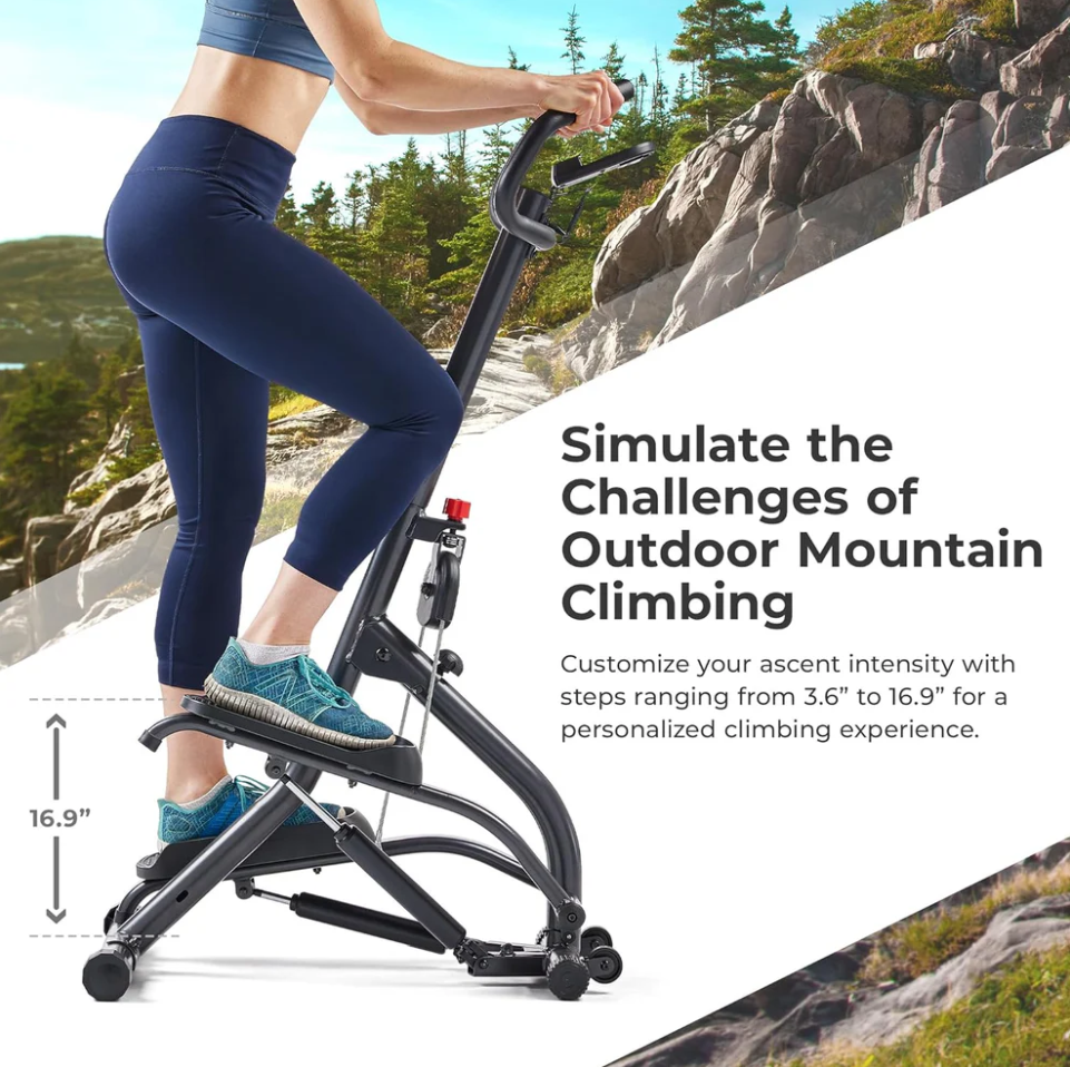 Stair Stepper with Handlebar - Height-Adjustable Climbing Exercise Machine with Extended Step Range, Compact Design, Low-Impact Performance, and Enhanced Bluetooth Connectivity