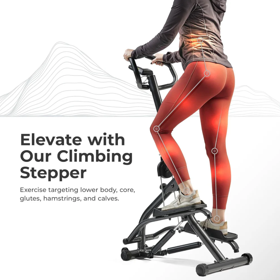 Stair Stepper with Handlebar - Height-Adjustable Climbing Exercise Machine with Extended Step Range, Compact Design, Low-Impact Performance, and Enhanced Bluetooth Connectivity