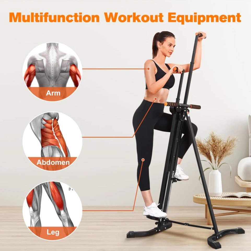 Vertical Climber Exercise Machine for Home Gym with Adjustable 5-Level Heights, Folding Design, and 4 Metal Guide Rails for Cardio Workouts