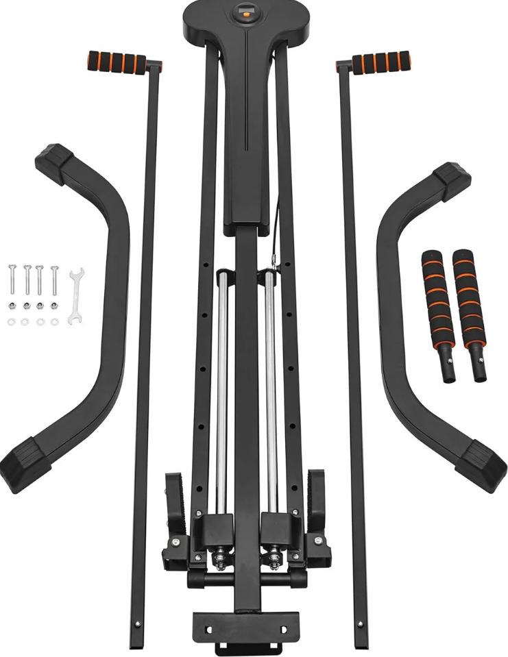 Vertical Climber Exercise Machine for Home Gym with Adjustable 5-Level Heights, Folding Design, and 4 Metal Guide Rails for Cardio Workouts