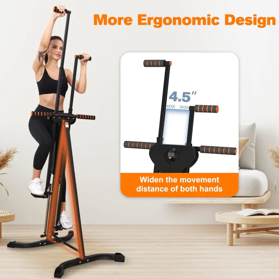 Vertical Climber Exercise Machine for Home Gym with Adjustable 5-Level Heights, Folding Design, and 4 Metal Guide Rails for Cardio Workouts