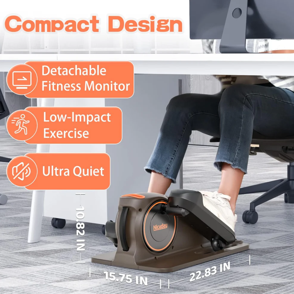 Under Desk Elliptical Trainer - Manual Quiet Foot Pedal Exerciser for Home Use, Portable Mini Elliptical Machine