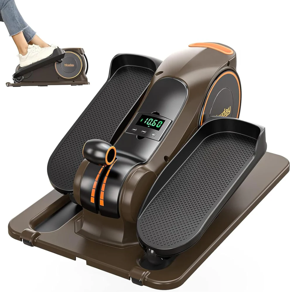 Under Desk Elliptical Trainer - Manual Quiet Foot Pedal Exerciser for Home Use, Portable Mini Elliptical Machine