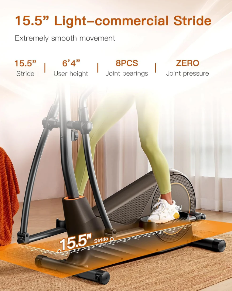 Professional Elliptical Trainer for Home Use with Hyper-Quiet Magnetic Drive System, Adjustable Stride Length (15.5" - 18"), 16 Resistance Levels