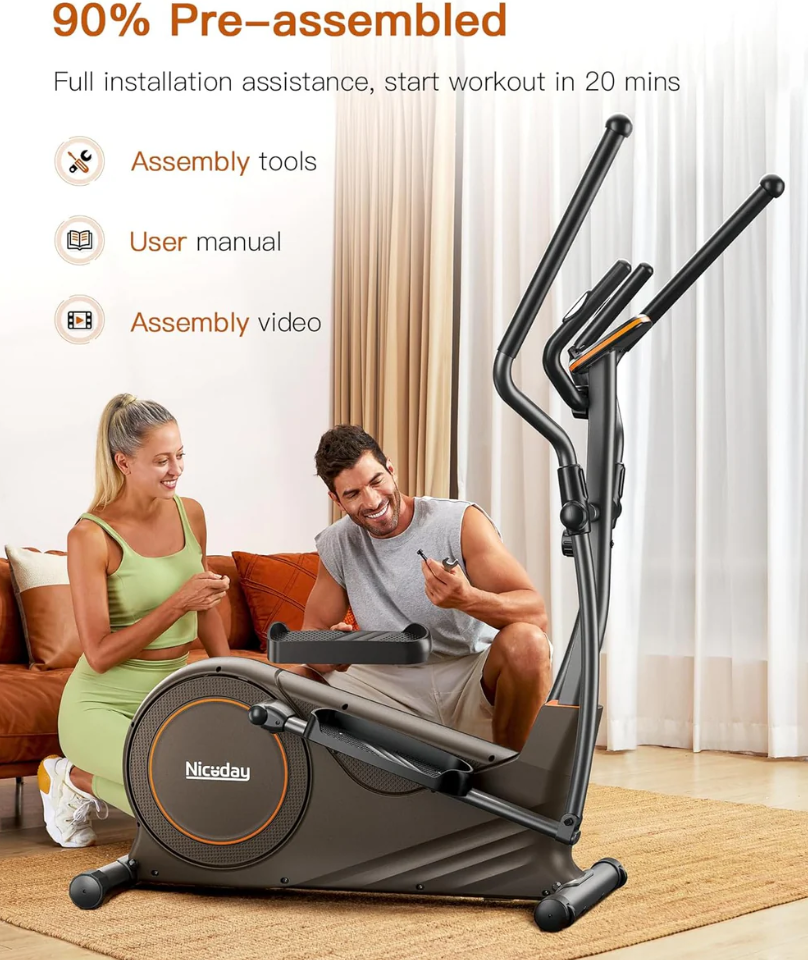 Professional Elliptical Trainer for Home Use with Hyper-Quiet Magnetic Drive System, Adjustable Stride Length (15.5" - 18"), 16 Resistance Levels