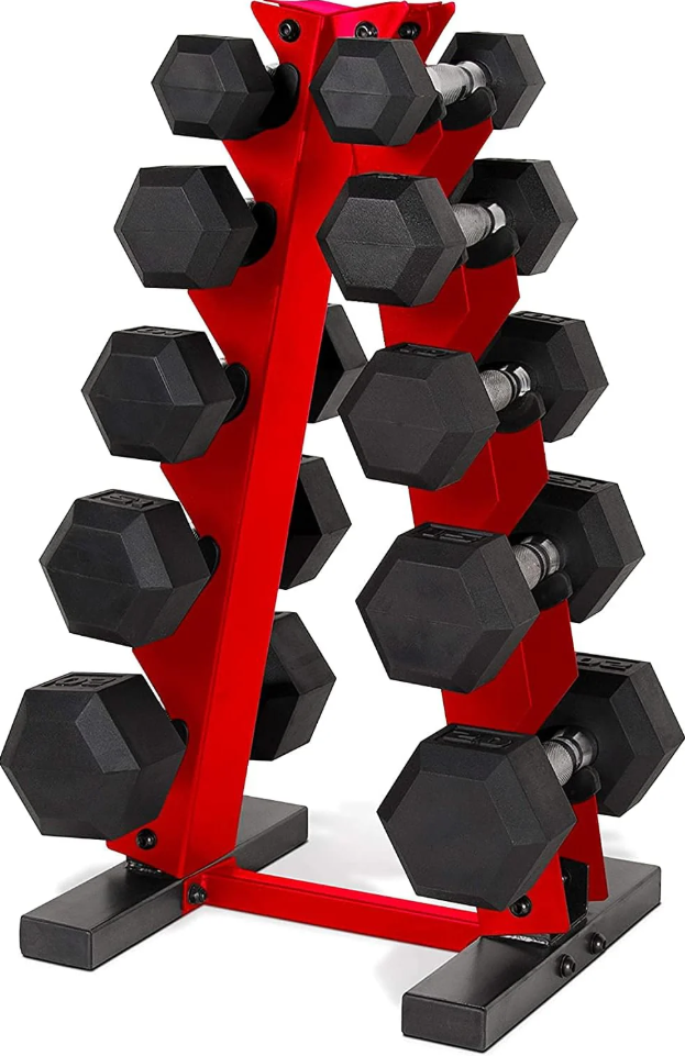 150 lb Dumbbell Set with Storage Rack, Color Series