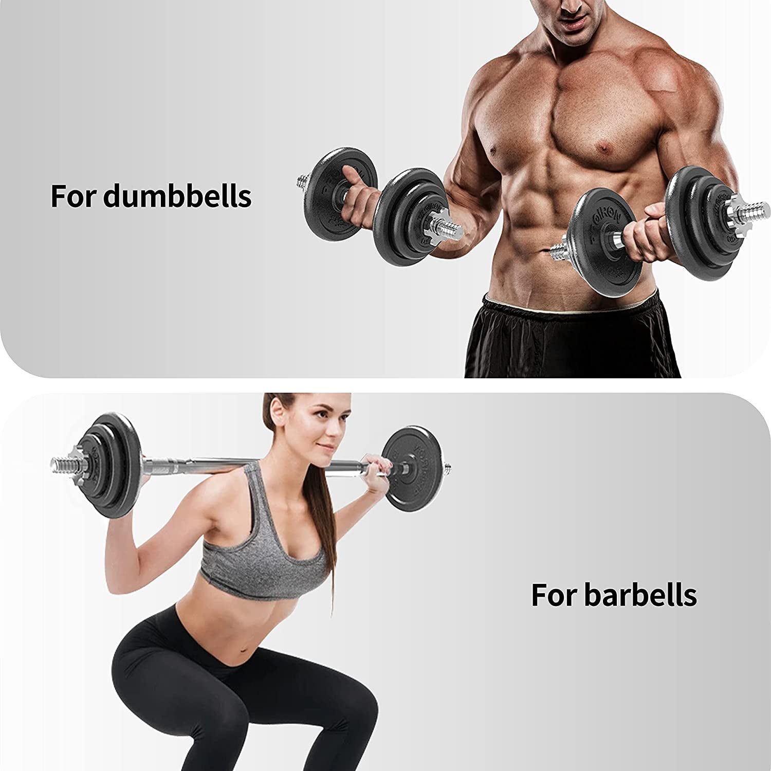 44Lbs Cast Iron Adjustable Dumbbell Set Hand Weight with Solid Dumbbell Handles Changed into Barbell Handily Great for Bodybuilding Fitness Weight Lifting Training Home Gym