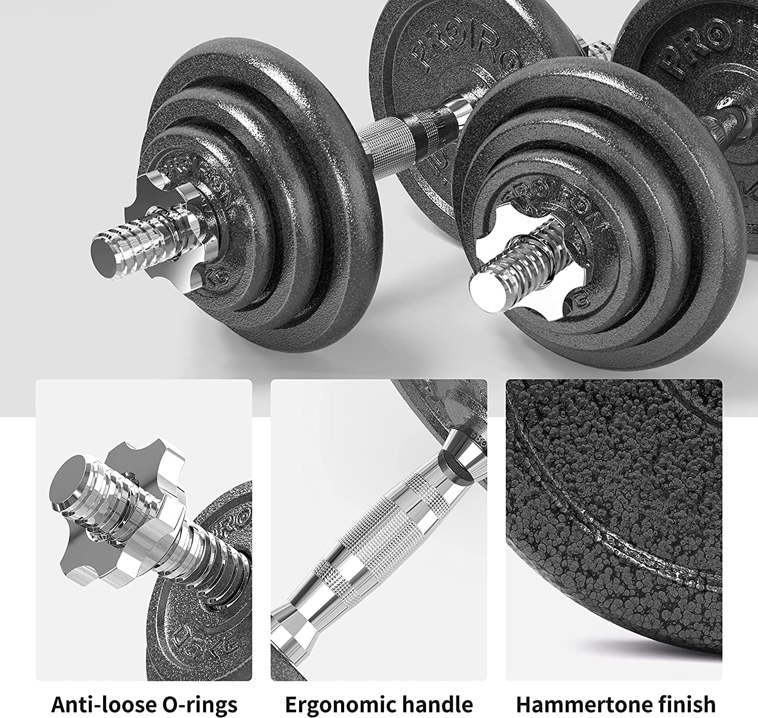 44Lbs Cast Iron Adjustable Dumbbell Set Hand Weight with Solid Dumbbell Handles Changed into Barbell Handily Great for Bodybuilding Fitness Weight Lifting Training Home Gym