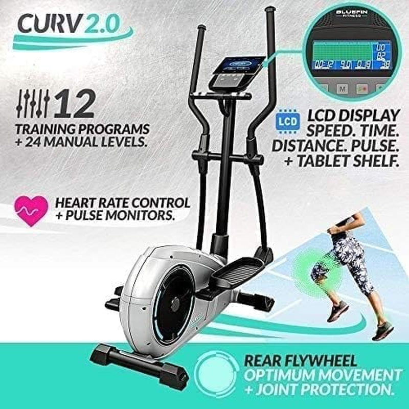 Curv 2.0 | Curv Mini | Elliptical Cross Trainers | Seated under Desk Elliptical Trainer | Exercise Step Machine | Adjustable Resistance | LCD Screen | Bluetooth | Black | Grey