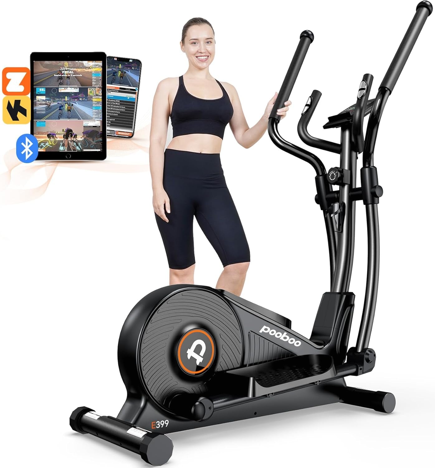 Elliptical Machine, Elliptical Exercise Machine with 16-Level Resistance&Hyper-Quiet Magnetic Driving System, Elliptical Machine for Home with LCD Monitor&15.5In Stride, 350LBS Weight Capacity