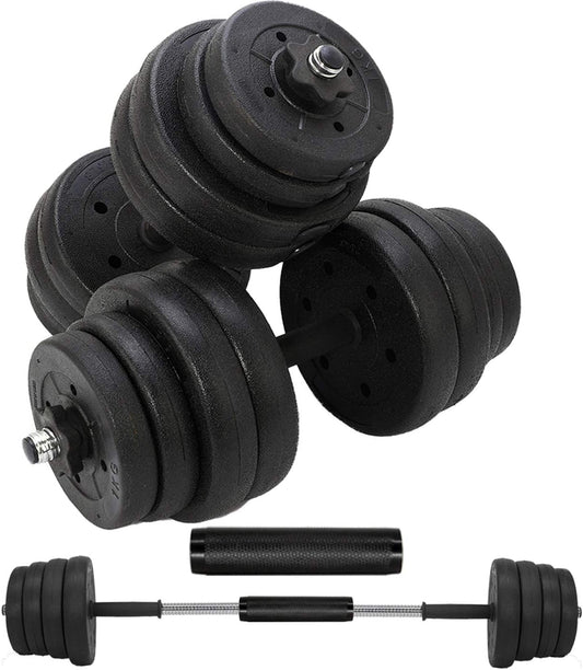 Updated Adjustable 66LB Dumbbells Weights Set with Metal Rod for Barbell,Dumbbells Barbell Set for Lifting,Bodybuilding Training & Workout, Solid Dumbbells Barbell Free Weights with Non-Slip Handles