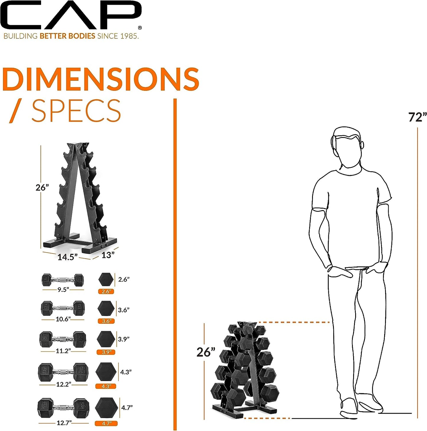 150 LB Coated Hex Dumbbell Weight Set with Vertical Rack | Multiple Colors