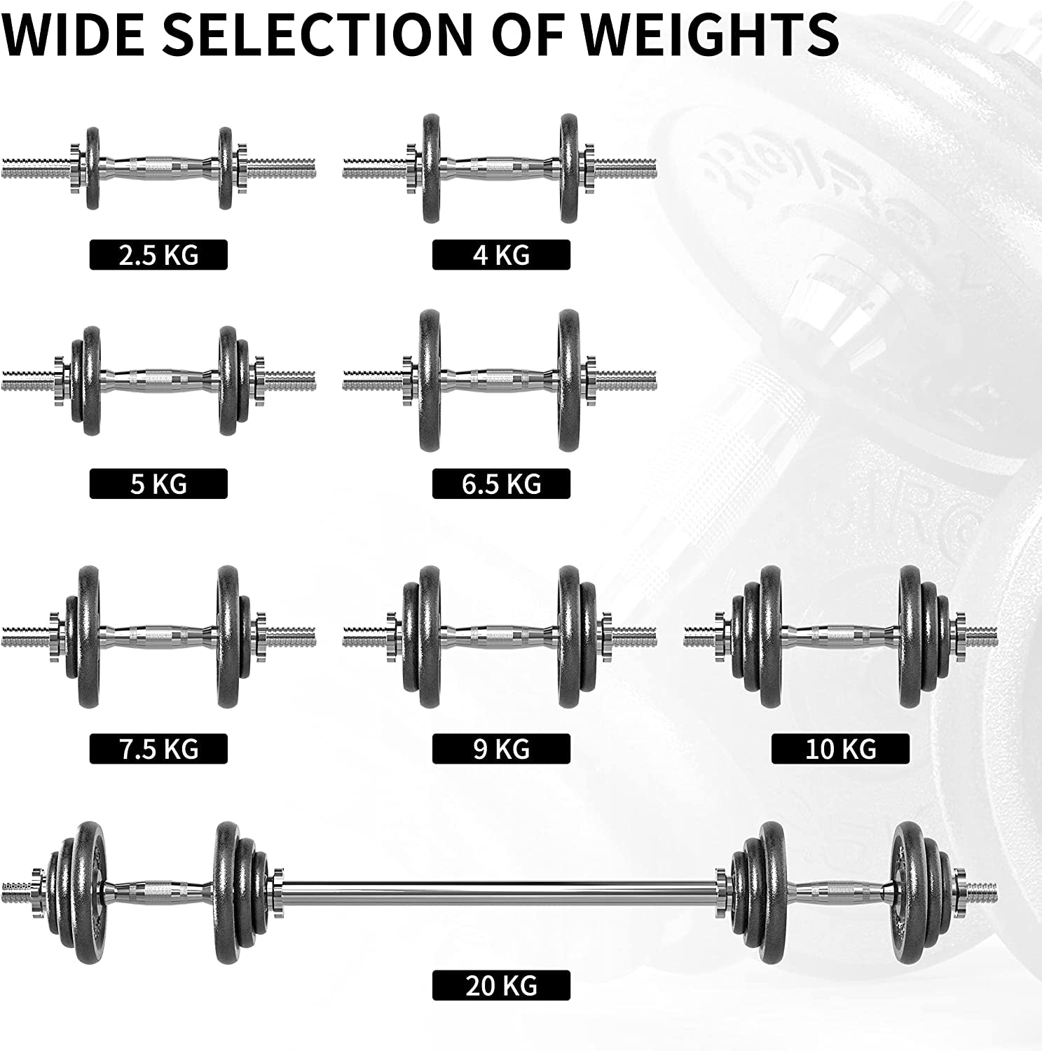 44Lbs Cast Iron Adjustable Dumbbell Set Hand Weight with Solid Dumbbell Handles Changed into Barbell Handily Great for Bodybuilding Fitness Weight Lifting Training Home Gym